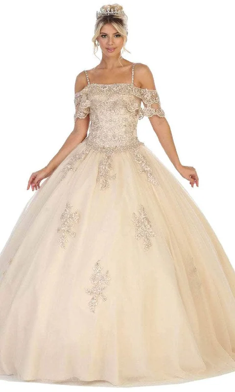 Crazy Deals May Queen LK113 - Off Shoulder Floral Applique Ballgown