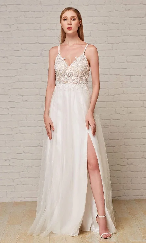 Stock Clearance J'Adore Dresses - J18008 Lace Tulle V Neck A-line Gown