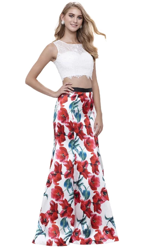 Exclusive Access Nox Anabel - 8342 Sleeveless Lace Floral Trumpet Evening Dress