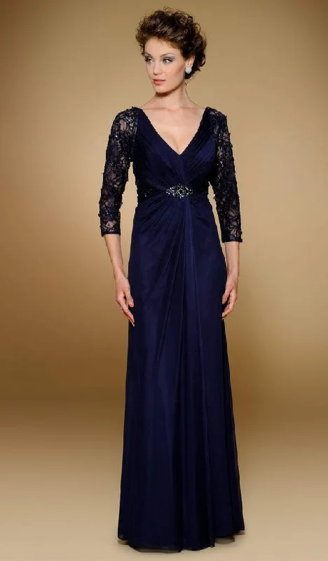 Midnight Sale Rina Di Montella - Pleated Surplice Bodice Chiffon Gown RD1813 - 1 pc Navy In Size 8 Available Midnight Sale Rina Di Montella - Pleated Surplice Bodice Chiffon Gown RD1813 - 1 pc Navy In Size 8 Available