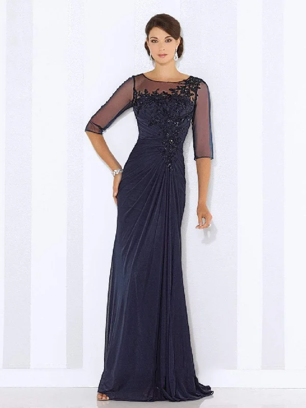 Special Savings Mon Cheri - 116663 Quarter Length Sleeve Bateau Sheath Dress - 1 Pc. Champagne in size 4 Available