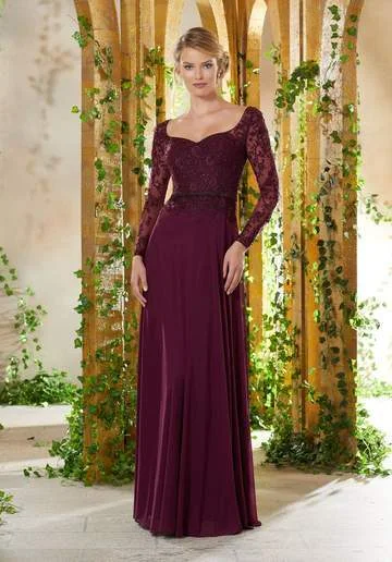 Limited Time MGNY By Mori Lee - Beaded Embroidered Semi-Sweetheart Dress 71934SC - 1 pc Eggplant In Size 4 Available