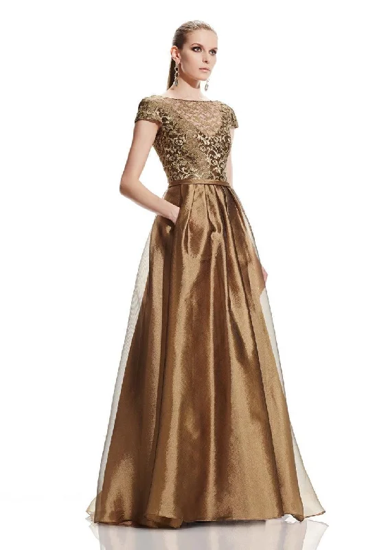 Deep Discounts Theia 882548 Bateau Lace Illusion Long Dress