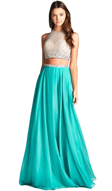 Now or Never Aspeed Design - Two Piece Embellished Halter Neck Prom Dress