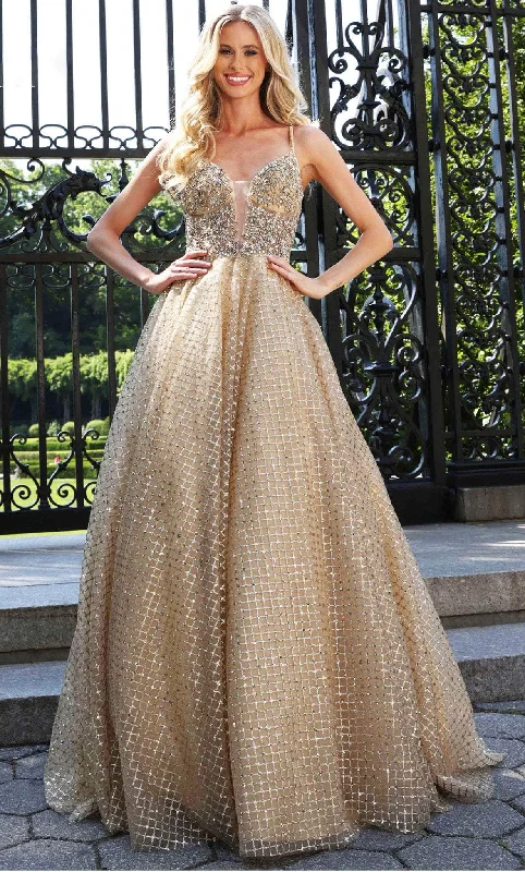 Big Savings Colors Dress 2935 - Lattice Glittered A-line Sleeveless Gown