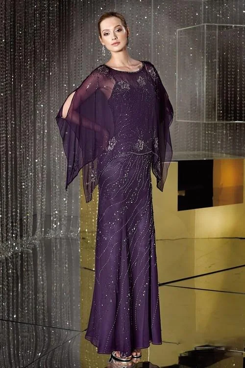 Closeout Sale Alyce Paris 29088 Sheer Shawl Sequined Sheath Dress