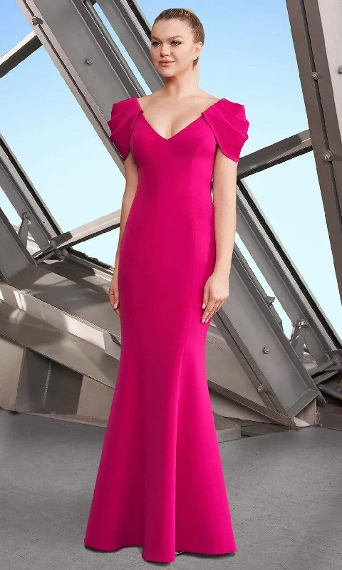 Best Seller Alexander by Daymor - 1175 V-Neck Origami Pleated Sleeves Trumpet Gown Best Seller Alexander by Daymor - 1175 V-Neck Origami Pleated Sleeves Trumpet Gown