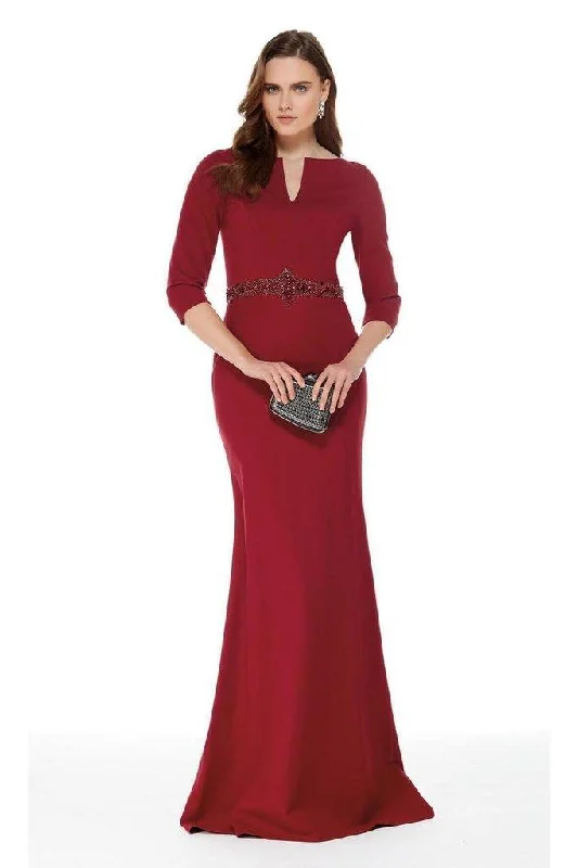 Act Now Alyce Paris - 27007 Mid Length Sleeves Sheath Jersey Evening Gown