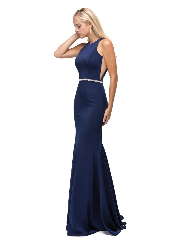 Big Discounts Dancing Queen High Jewel Mermaid Gown in Navy 9757