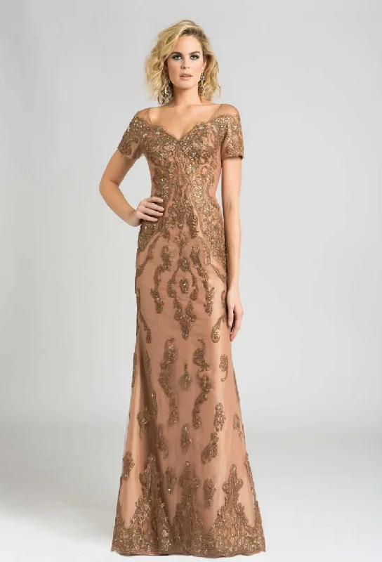 Season Finale Sale Feriani Couture Embellished V-Neck A-Line Evening Dress 18569  - 1 pc Champagne In Size 20 Available