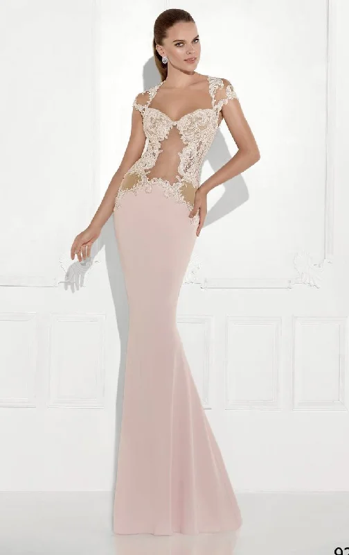 Special Price Tarik Ediz 92764 Beaded Lace Illusion Cutout Trumpet Gown - 1 Pc. Mint in size 8 Available Special Price Tarik Ediz 92764 Beaded Lace Illusion Cutout Trumpet Gown - 1 Pc. Mint in size 8 Available