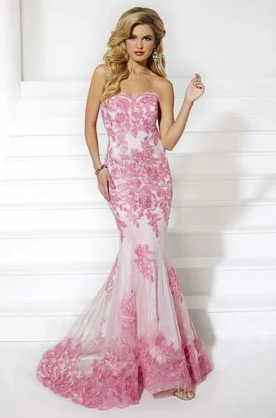 New Deals Tiffany Designs - Lace and Rhinestone Embellished Sweetheart Dress 16060 - 1 pc Hot Pink/Pink In Size 6 Available New Deals Tiffany Designs - Lace and Rhinestone Embellished Sweetheart Dress 16060 - 1 pc Hot Pink/Pink In Size 6 Available