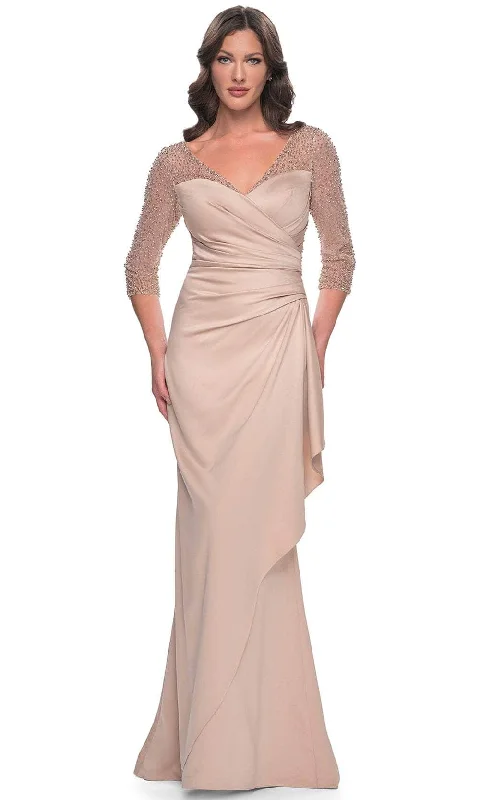 New Deals La Femme 31011 - Illusion Satin Evening Gown