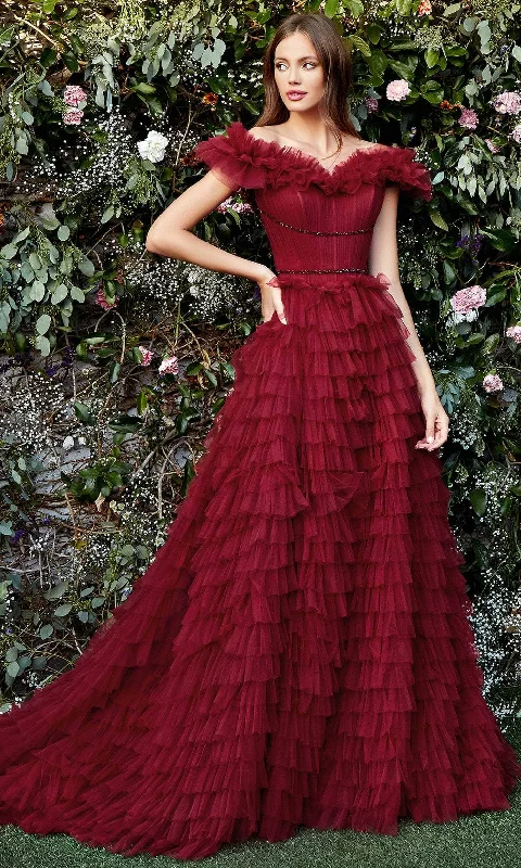 Sale Event Andrea and Leo A1032 - Ruffled Off Shoulder Prom Dress