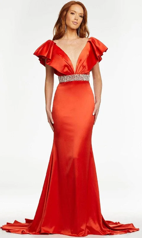 Best Bargains Ashley Lauren - 11130 Plunging Neck Trumpet Evening Gown