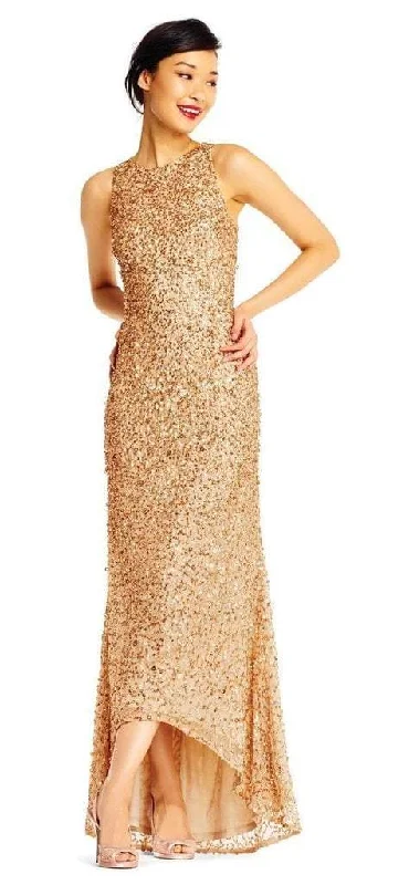 Year-End Clearance Adrianna Papell - High Low Sequin Beaded Sleeveless Gown AP1E201754 - 1 pc Champagne Gold In Size 16 Available Year-End Clearance Adrianna Papell - High Low Sequin Beaded Sleeveless Gown AP1E201754 - 1 pc Champagne Gold In Size 16 Available