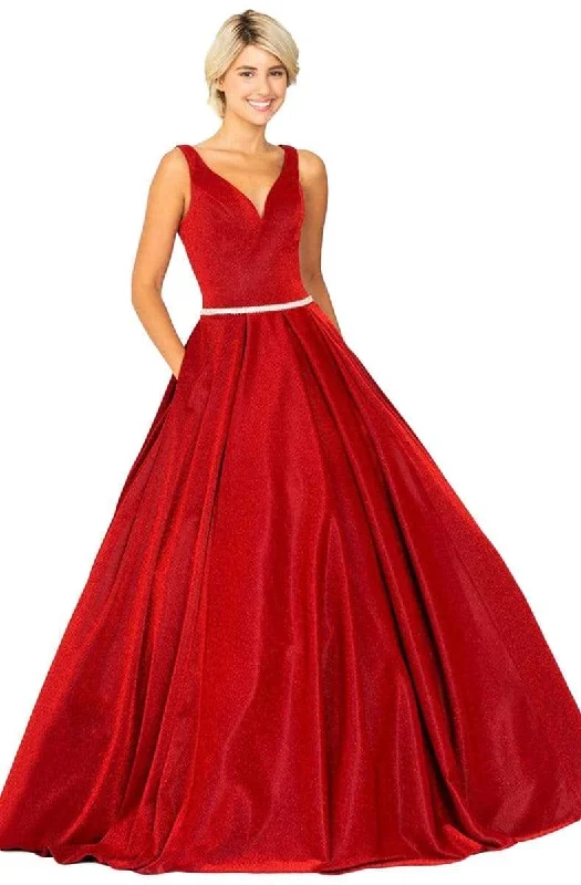 Buy Now Eureka Fashion - Jersey Glitter V-neck Ballgown