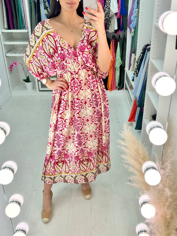 Limited Availability Clare Abstract Print Drop Shoulder Maxi Dress