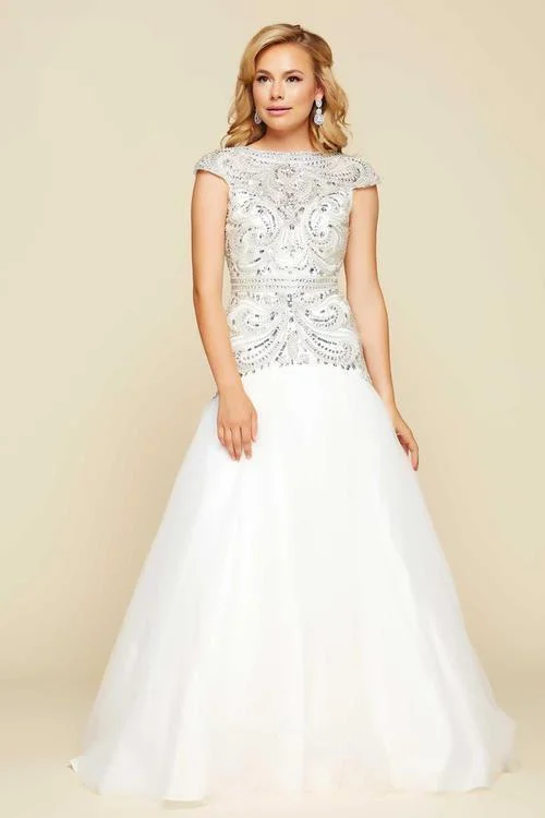 Special Offer Mac Duggal 65364 H Cap Sleeve Ornate Illusion Trumpet Gown