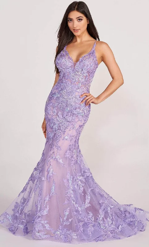 Overstock Ellie Wilde EW34110 - Embroidered Trumpet Evening Dress