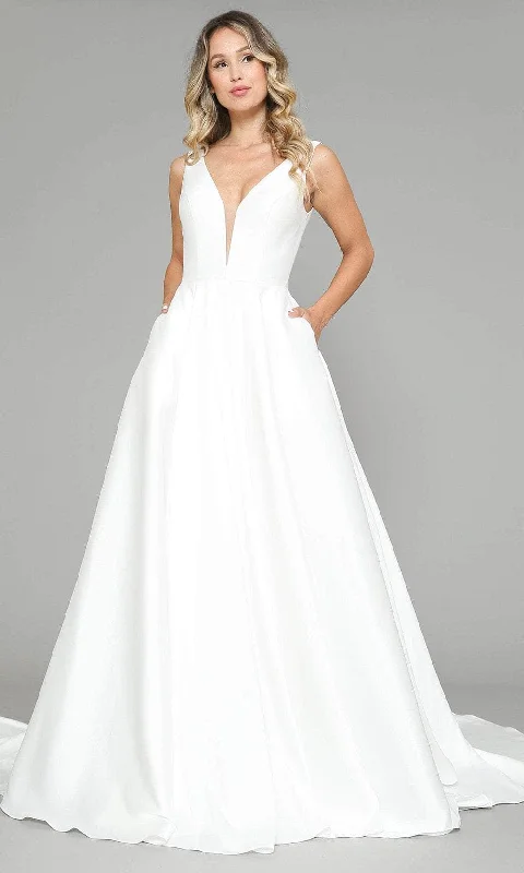 New Markdowns Poly USA 8582 - Sleeveless V-Neck Bridal Gown