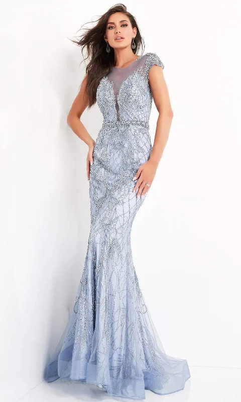 New Deals Jovani - 00883 Cap Sleeve Beaded Illusion Jewel Long Gown