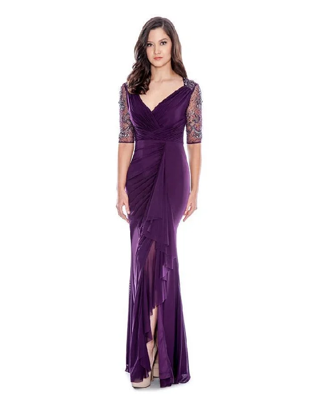 Extra Savings Decode 1.8 183213 V Neck Beaded Illusion Sleeves Draped Jersey Dress - 1 Pc. Plum in size 6 Available Extra Savings Decode 1.8 183213 V Neck Beaded Illusion Sleeves Draped Jersey Dress - 1 Pc. Plum in size 6 Available
