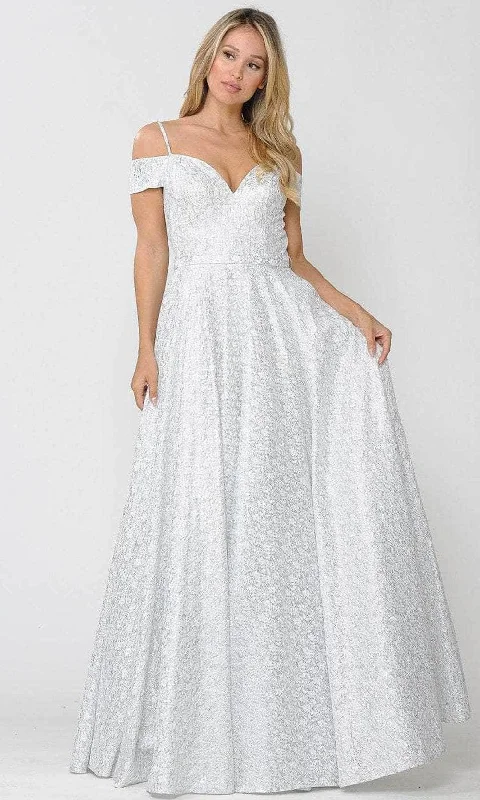 YEAR-End Clearance Poly USA 8380 - Cold Shoulder A-Line Bridal Gown