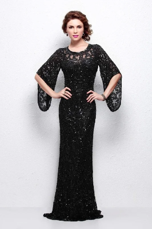 Weekend Flash Sale Primavera Couture - 9713 Sequined Sheath Gown with Flared Sleeves Weekend Flash Sale Primavera Couture - 9713 Sequined Sheath Gown with Flared Sleeves