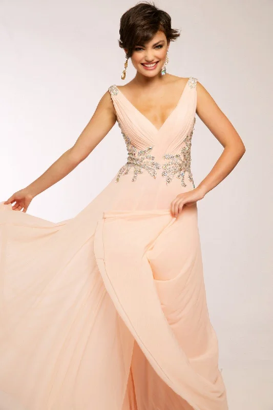 Holiday Sale JVN by Jovani JVN99401 Sleeveless V Neck Long Dress in Pink 1 pc Pink in size 14 Available