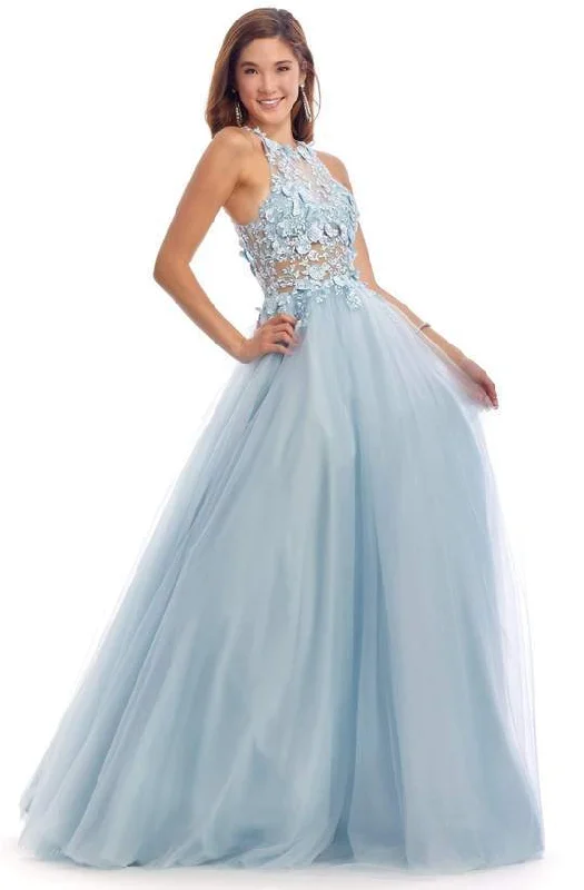 Value Deals Clarisse - Embroidered Halter Neck Ballgown 8036 - 1 pc Dusty Blue In Size 6 Available