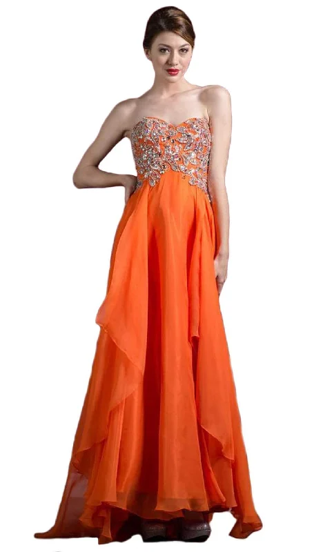 Low Prices Cinderella Divine - 7643 Embellished Strapless Sweetheart Tiered A-line Evening Gown Low Prices Cinderella Divine - 7643 Embellished Strapless Sweetheart Tiered A-line Evening Gown