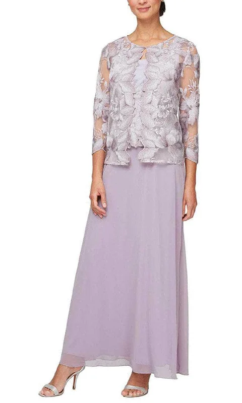 Early Bird Discount Alex Evenings - 81122422 Metallic Lace Quarter Sleeved Long Dress Early Bird Discount Alex Evenings - 81122422 Metallic Lace Quarter Sleeved Long Dress