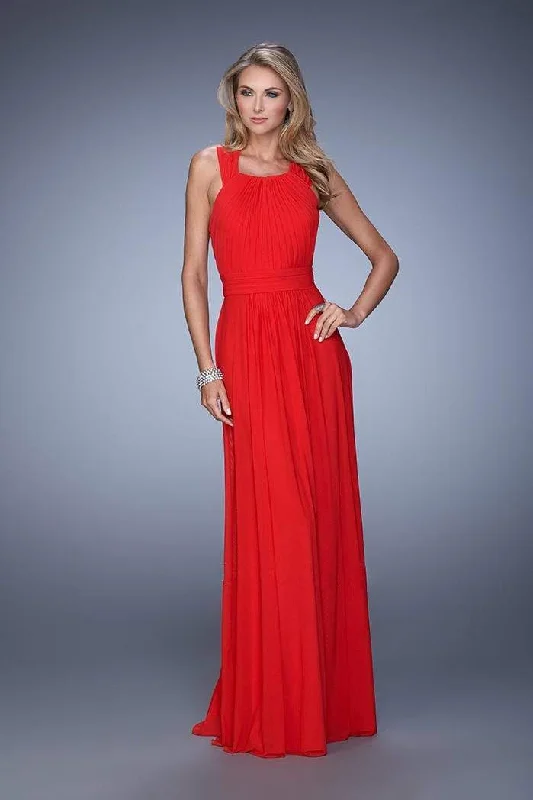 Shop and Save La Femme - Adjustable Strap Ruched Evening Gown 20765SC- 1 pc Red In Size 12 Available Shop and Save La Femme - Adjustable Strap Ruched Evening Gown 20765SC- 1 pc Red In Size 12 Available