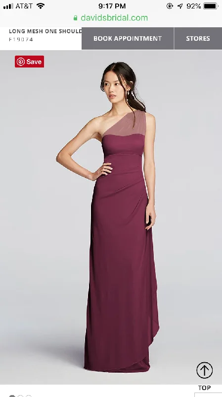 Reduced Prices David's Bridal F19074 Long mesh one shoulder illusion Dress