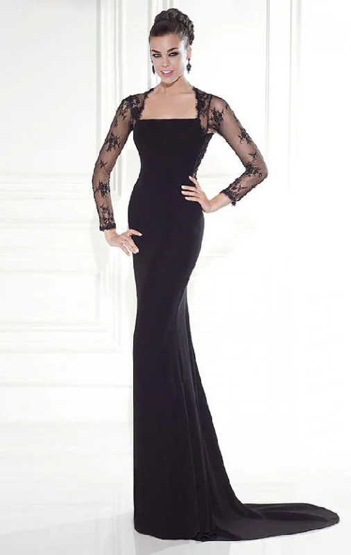Bonus Savings Tarik Ediz 92543 Square Neck Lace Sleeved Gown - 1 pc Black in Size 2 Available Bonus Savings Tarik Ediz 92543 Square Neck Lace Sleeved Gown - 1 pc Black in Size 2 Available