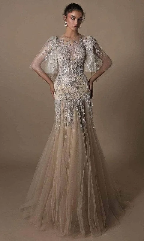 Online Only Tarik Ediz - 96021 Illusion Jewel Neck Evening Gown