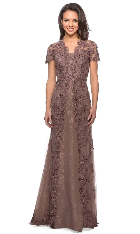 Buy Now La Femme - Scalloped Lace Trumpet Dress 28195SC