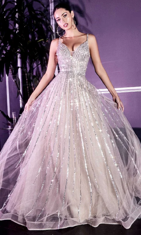 Crazy Deals Cinderella Divine - Plunging V-Neck Beaded Prom Gown CD940 - 1 pc Platinum In Size 10 Available Crazy Deals Cinderella Divine - Plunging V-Neck Beaded Prom Gown CD940 - 1 pc Platinum In Size 10 Available