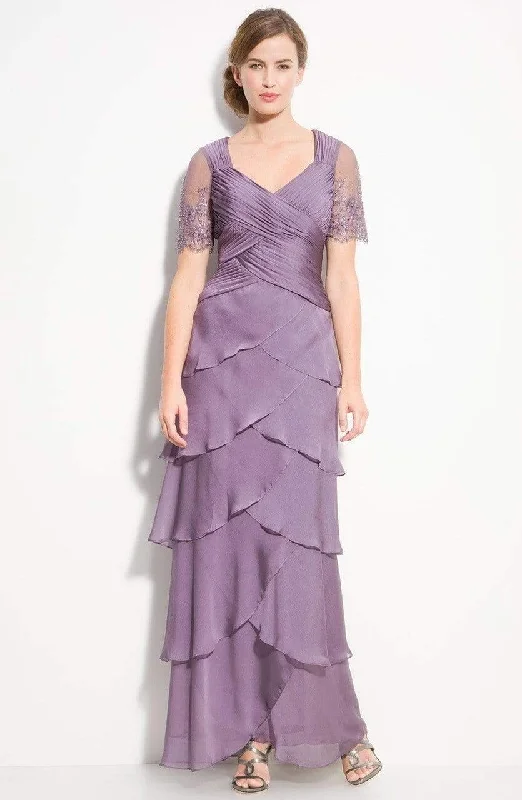 Incredible Offers Adrianna Papell Sheer Beaded Short Sleeve Tiered Chiffon Gown 81865470 Incredible Offers Adrianna Papell Sheer Beaded Short Sleeve Tiered Chiffon Gown 81865470