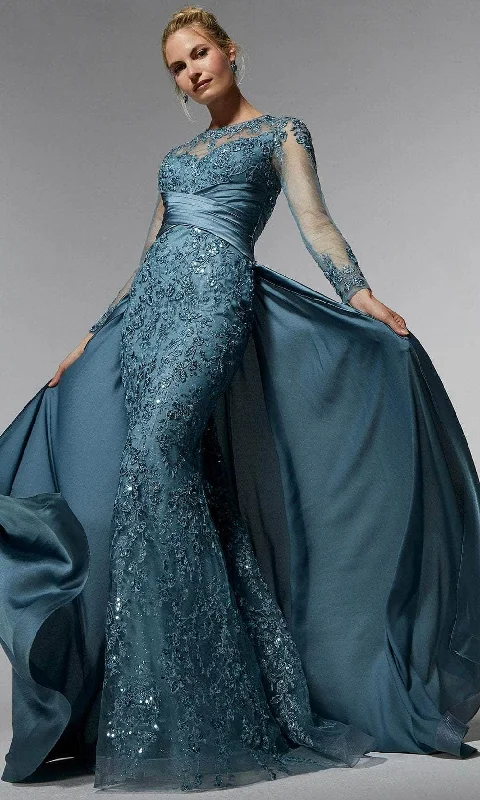 Weekend Deal MGNY By Mori Lee 72937 - Embroidered Overskirt Evening Dress