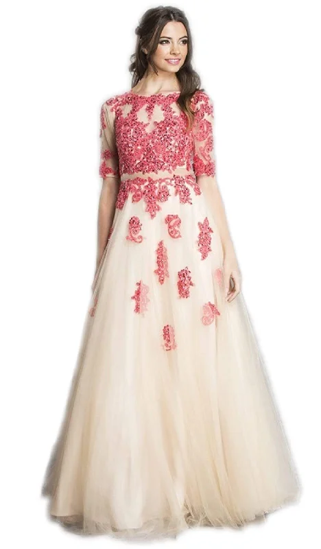 Limited Time Aspeed Design - Embroidered Sheer A-Line Evening Dress