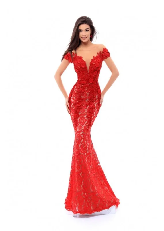 Flash Deals Tarik Ediz 93430 Fitted Floral Embroidered Evening Dress - 1 pc Red in Size 8 Available Flash Deals Tarik Ediz 93430 Fitted Floral Embroidered Evening Dress - 1 pc Red in Size 8 Available