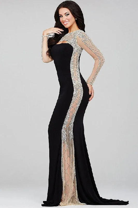 Mega Deal Jovani Crystal Embellished Sheath Dress 22954 1 pc Black/Nude in size 6 Available Mega Deal Jovani Crystal Embellished Sheath Dress 22954 1 pc Black/Nude in size 6 Available