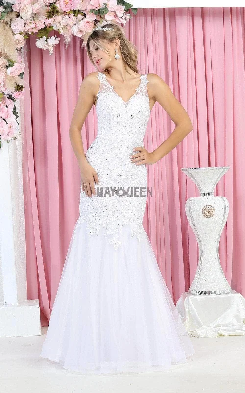 Deal Alert May Queen RQ7947 - Embroidered Trumpet Evening Dress