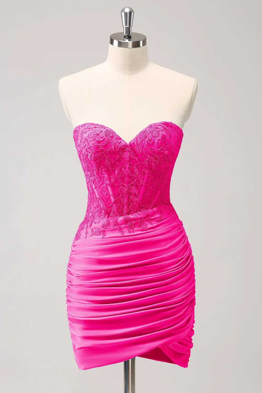 Daily Deals Fuchsia Sweetheart Bodycon Corset Homecoming Dress with Beading