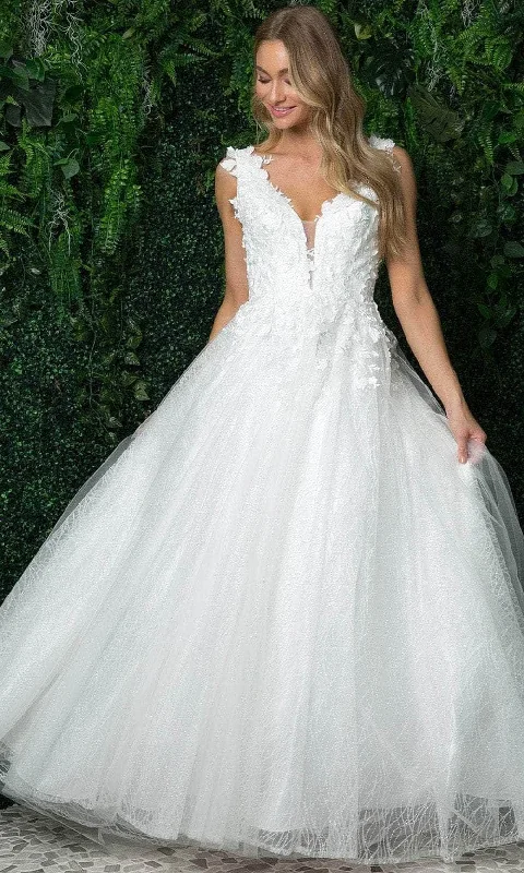 Special Savings Nox Anabel JR930 - Sleeveless Plunging V-neck Wedding Gown