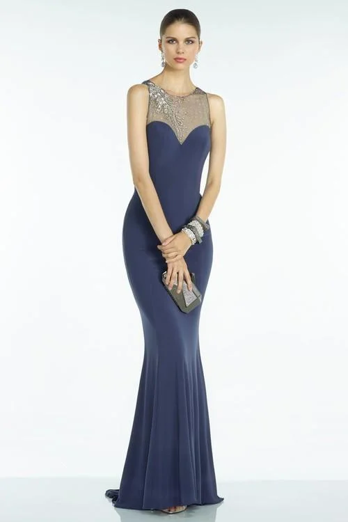 Friends and Family Sale Alyce Paris Illusion Beaded Neckline Jersey Mermaid Gown - 1 pc Graphite In Size 8 Available Friends and Family Sale Alyce Paris Illusion Beaded Neckline Jersey Mermaid Gown - 1 pc Graphite In Size 8 Available