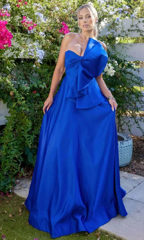 Price Rollback Terani Couture 241P2067 - Bow Ornate A-Line Evening Dress
