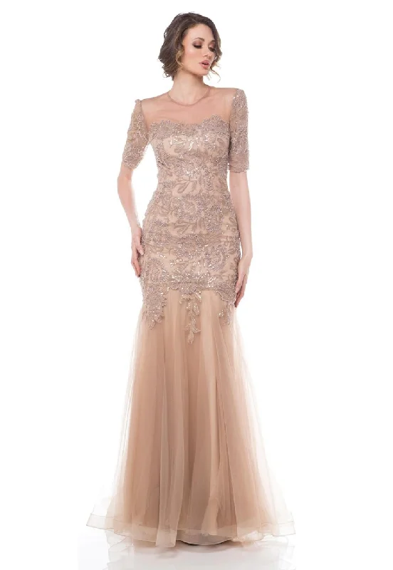 Friends and Family Sale Marsoni by Colors Fitted Sheer Short Sleeves Mermaid Gown M179 - 1 pc Latte In Size 12 Available Friends and Family Sale Marsoni by Colors Fitted Sheer Short Sleeves Mermaid Gown M179 - 1 pc Latte In Size 12 Available
